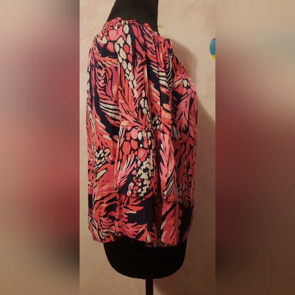 Lilly Pulitzer Women's Off-Shoulder Pink and Black Top - Picture 3 of 4